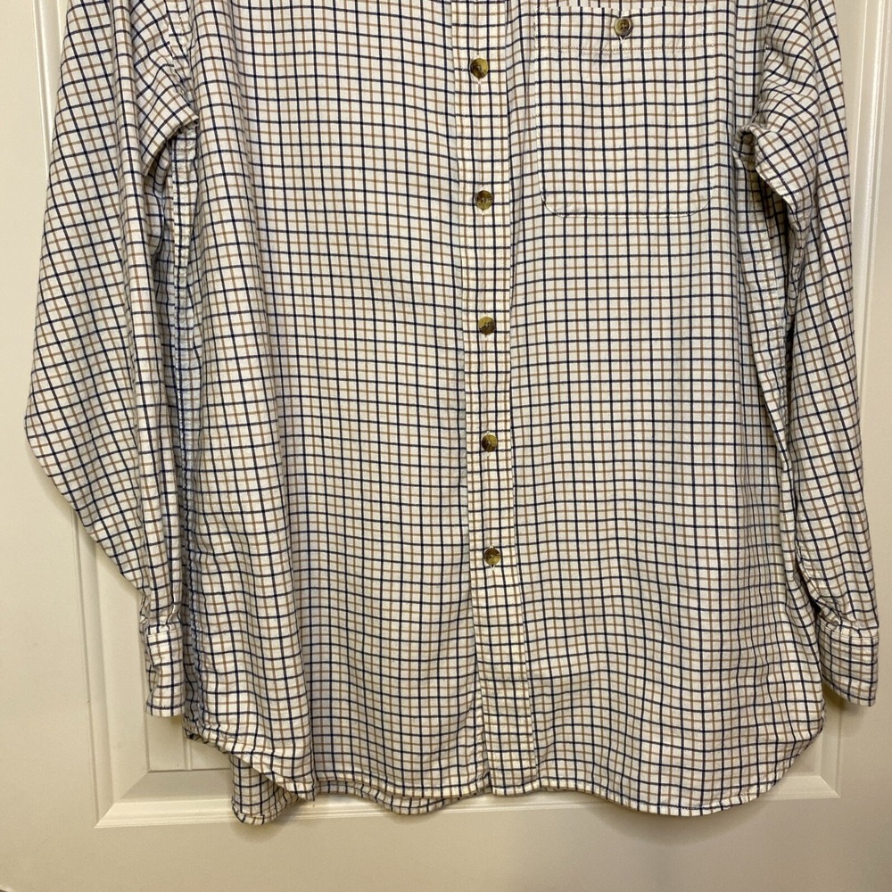LL Bean Town Field Plaid Button Down Corduroy Cuff Long Sleeve Shirt Men Medium - Picture 4 of 14